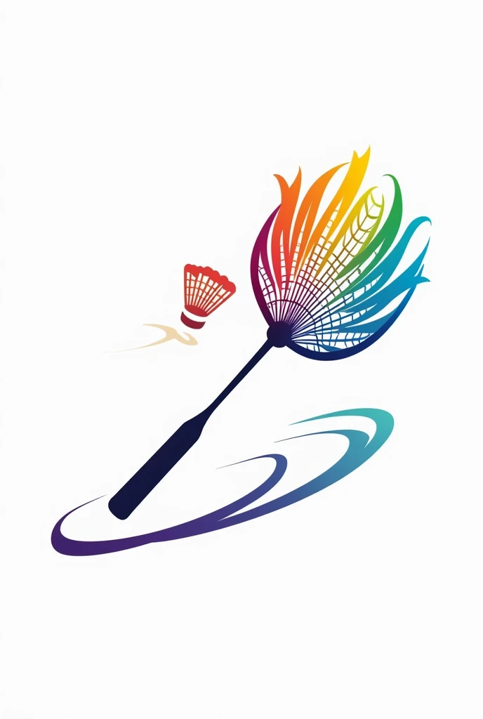 Multicolour Badminton racket and shuttlecock logo in sports theme