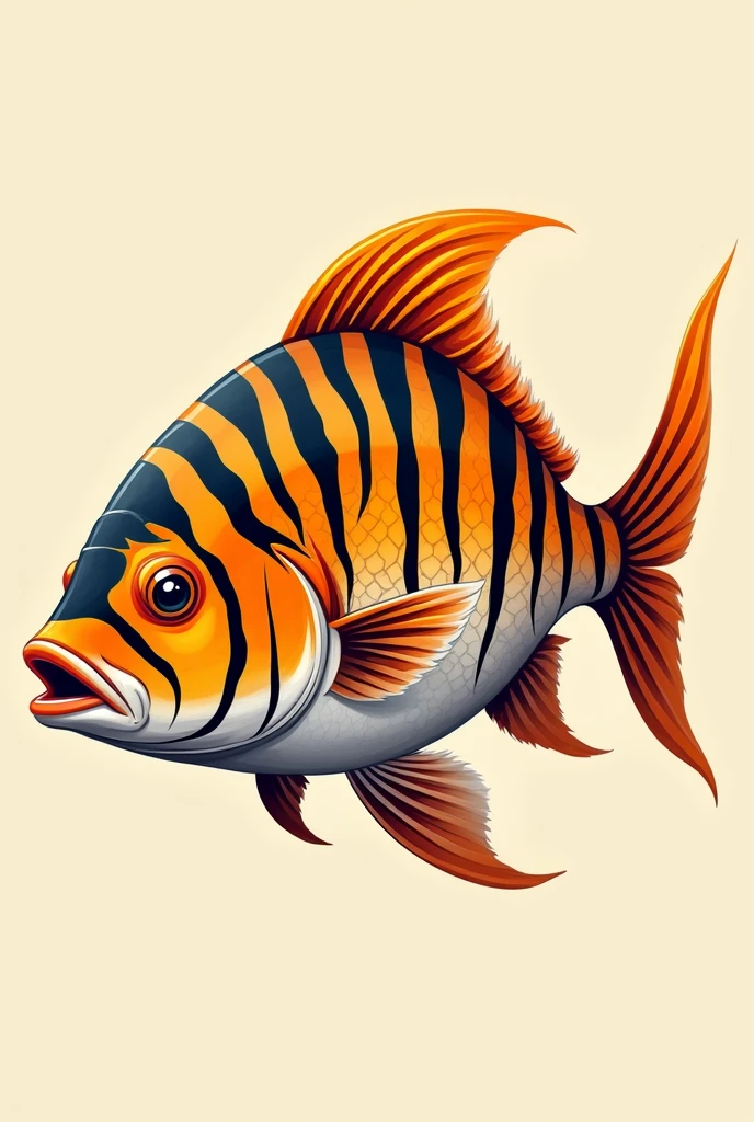 image of a fish with a basic animated tiger coat (for a restaurant SIGN)