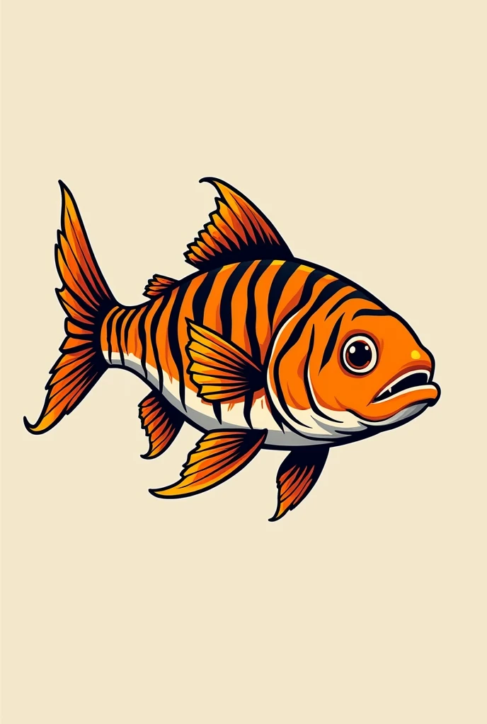 image of a fish with a basic animated tiger coat (for a restaurant SIGN)