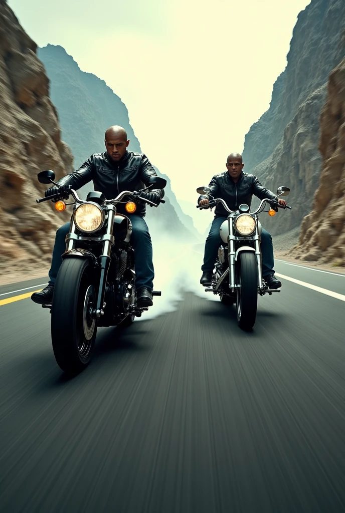 The picture is supposed to remind you of the last scene of fast and furies 7 but only with motorcycles, a black motorcycle continues straight down the road and the white one in the right direction, the picture has text in the middle "Last ride"