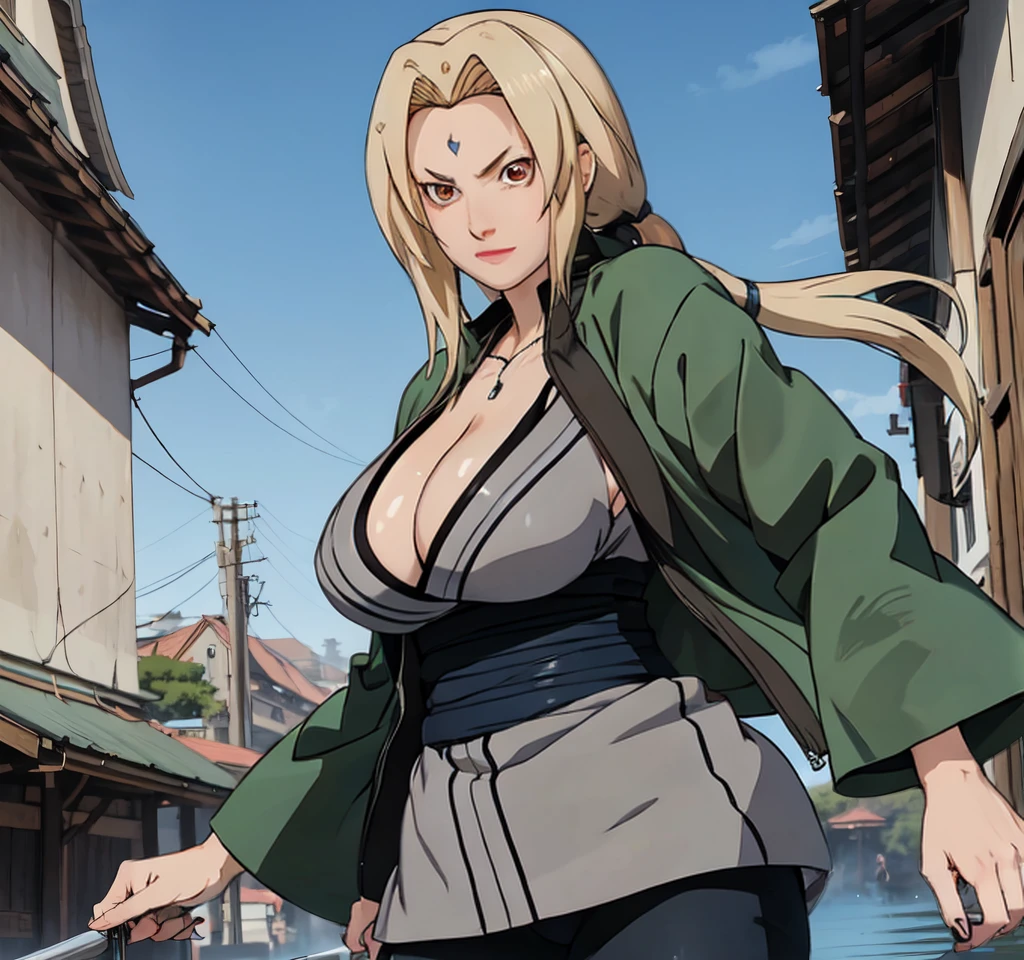 tsunade, tight clothing, maturebody, beautiful  face, sultry posing, marked ass, big buttocks, illustration, high resolution, ultra detali, wet clothes 