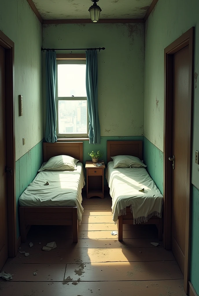 best quality, masterpiece, Ultra-high resolution, Surrealism, Room, Empty beds，There was a sleeping baby on the bed