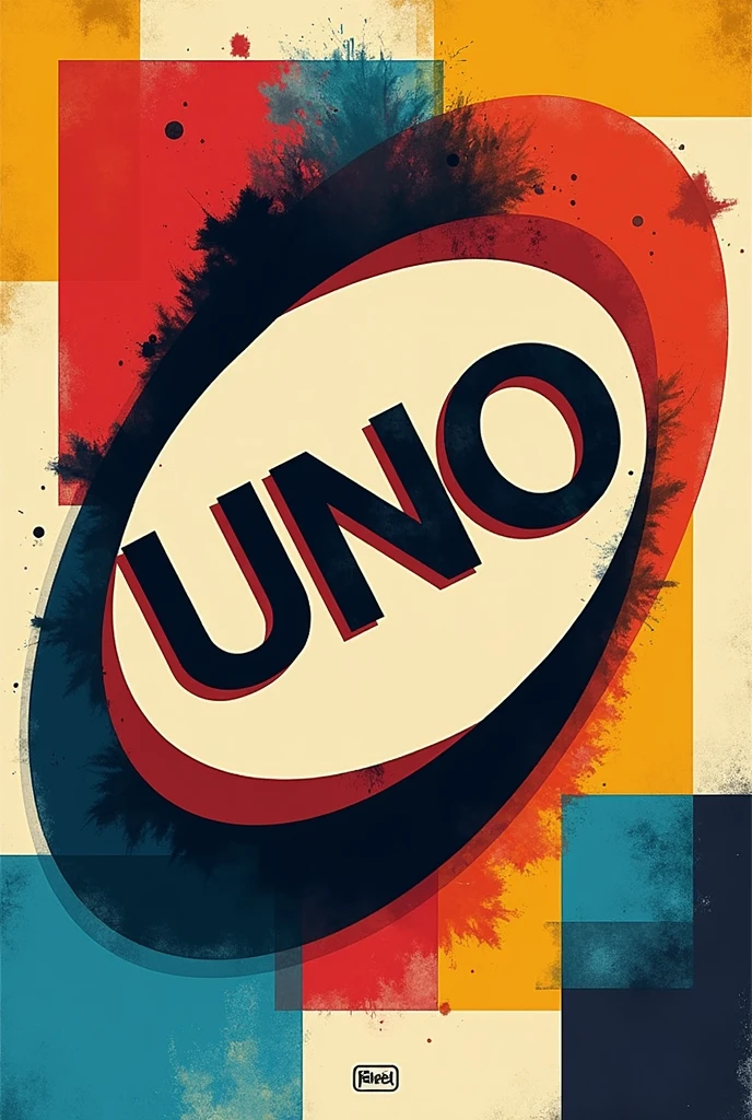 completely abstract poster representing Mattel's UNO card game