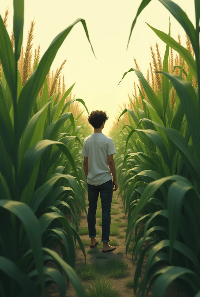BACKGROUND IMAGE FOR WRITING A POEM, WITH CORN THEME, young man 