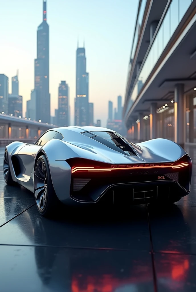 Full rear view of the futuristic car IR1