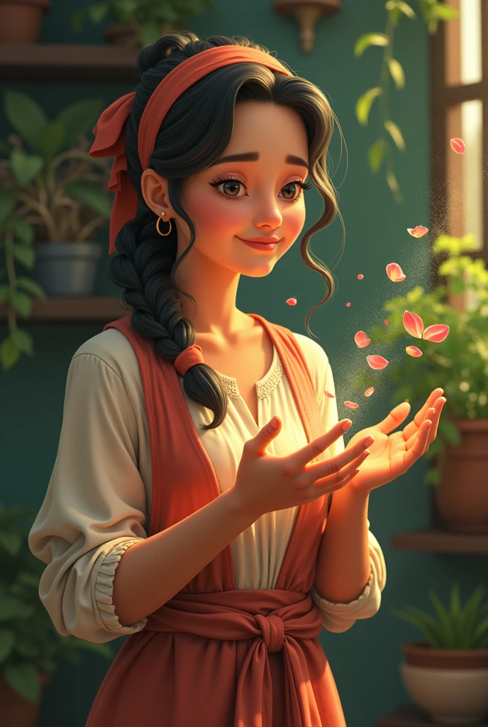 Pía a Chilean woman, She was Violet's aunt. She was a sweet little woman, knowledgeable about the properties of plants, with the gift of laying on hands to heal.