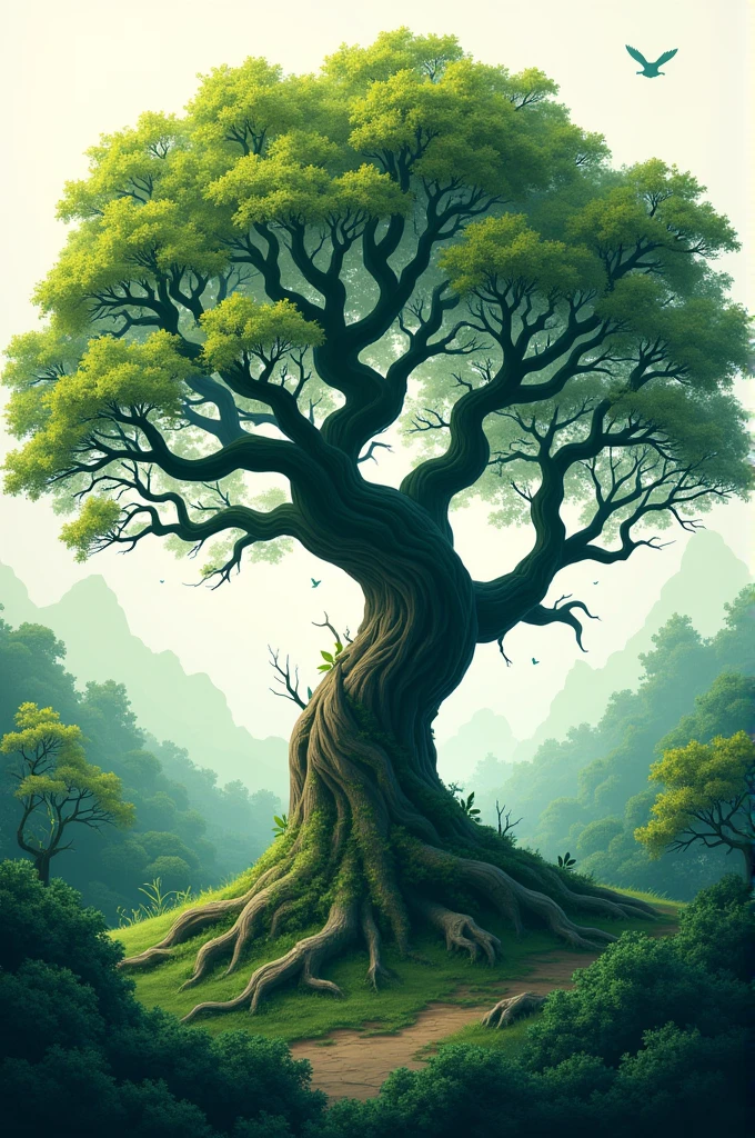 Create a poster of white and dark green thheme for environmental page