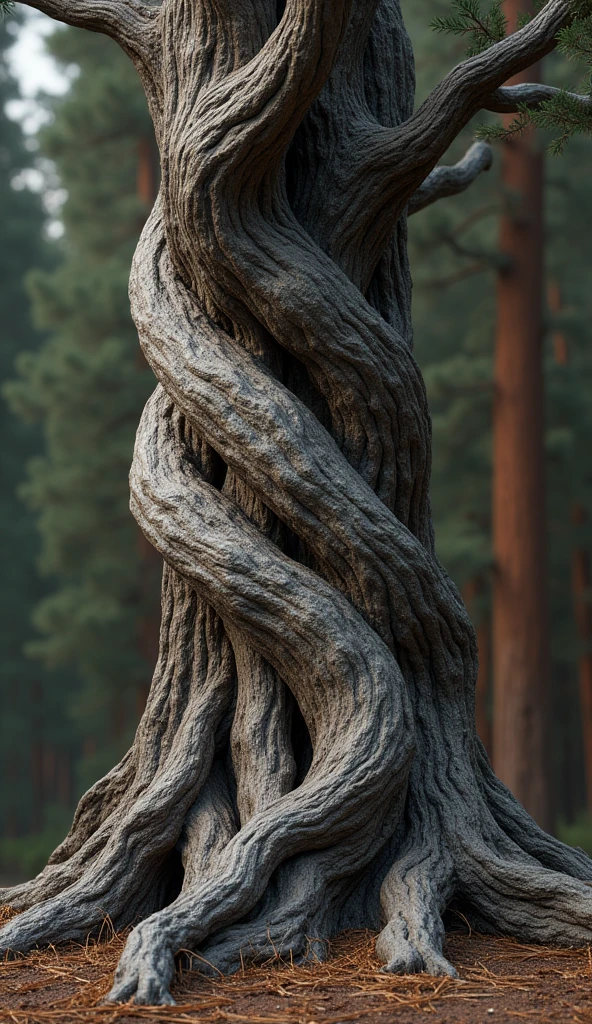 A close-up of the rugged, twisted trunk of the Methuselah pine.