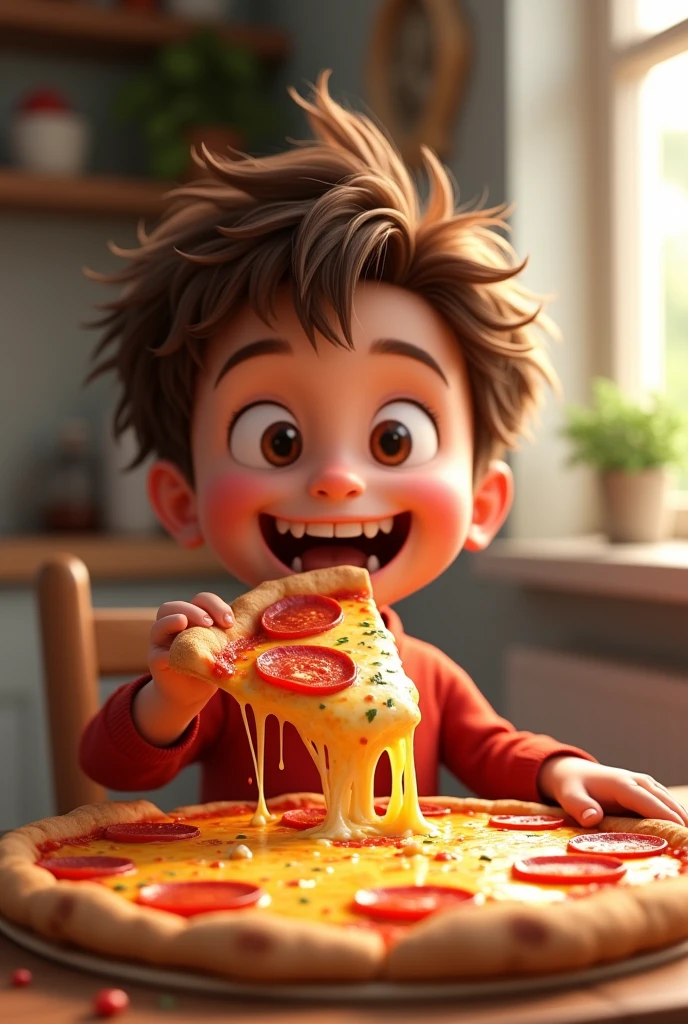 boy eating pizza