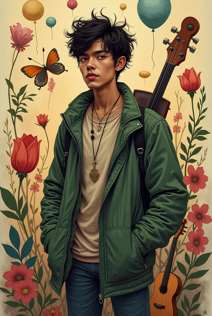 Quiero una imagen que contenga literalmente el siguiente texto: "The quiet individualist who marches to his or her own drumbeat, cultivating eccentric, yet enjoyable interests and pretty much ignoring everything else." Y que El Fondo de la imagen sea una ilustración de lo que describe dicho texto.
