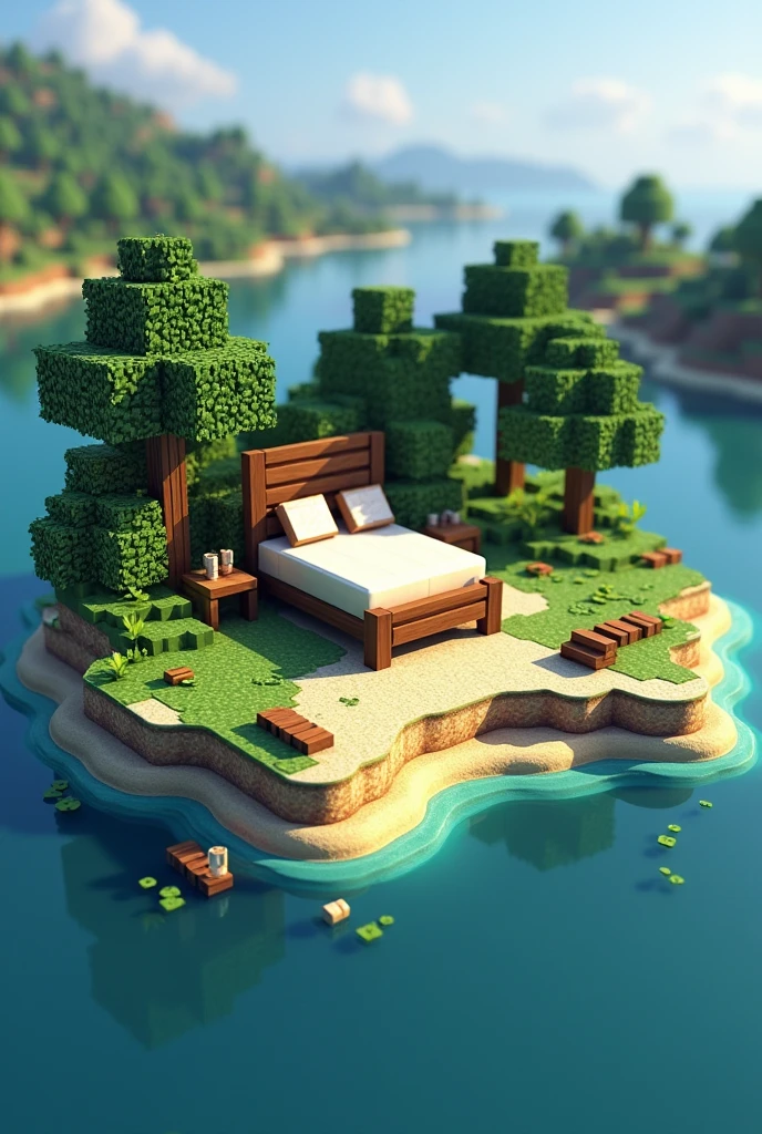 CRIE UMA ILHA DE BED WARS SEMELYHANTE AO MAPA MAJESTIC DO MUSHMC DO MINECRAFT NO CENTRO DA ILHA UMA CAMA E UMA STEVE DO LADO