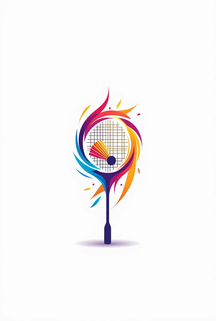 Multicolour Badminton racket and shuttlecock logo in sports theme