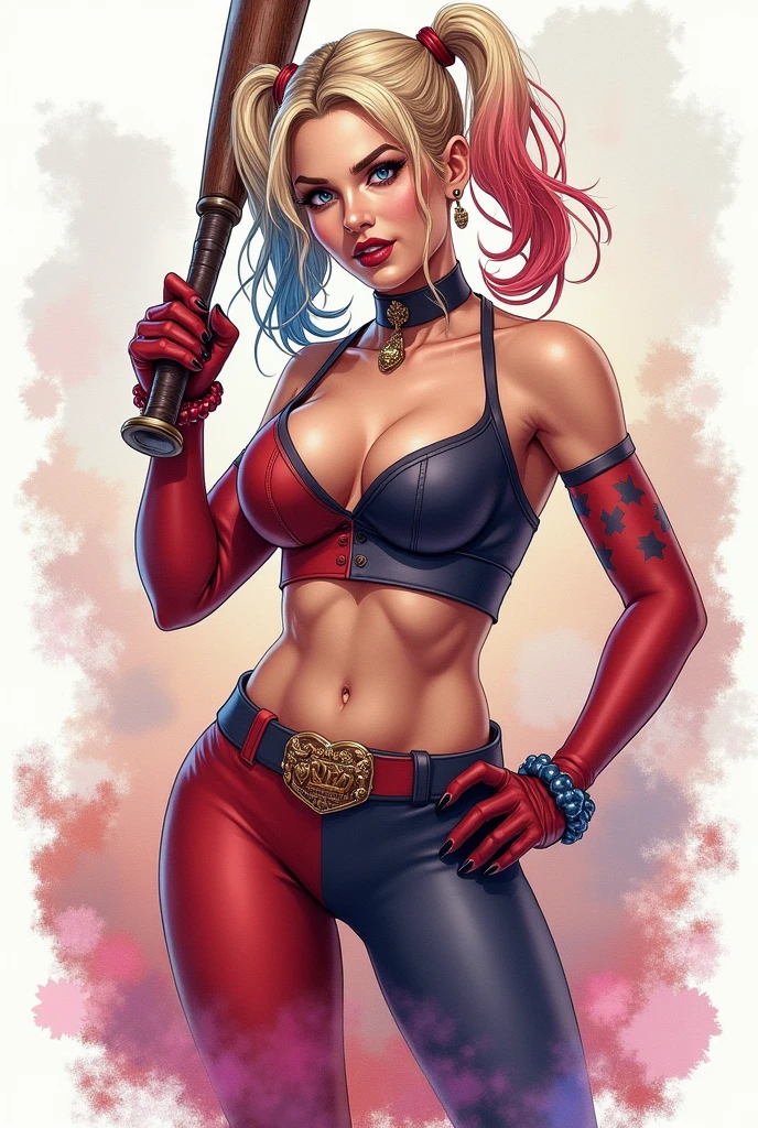 Lisa is semi-nude as Harley Quinn (Harleen Kunzel)