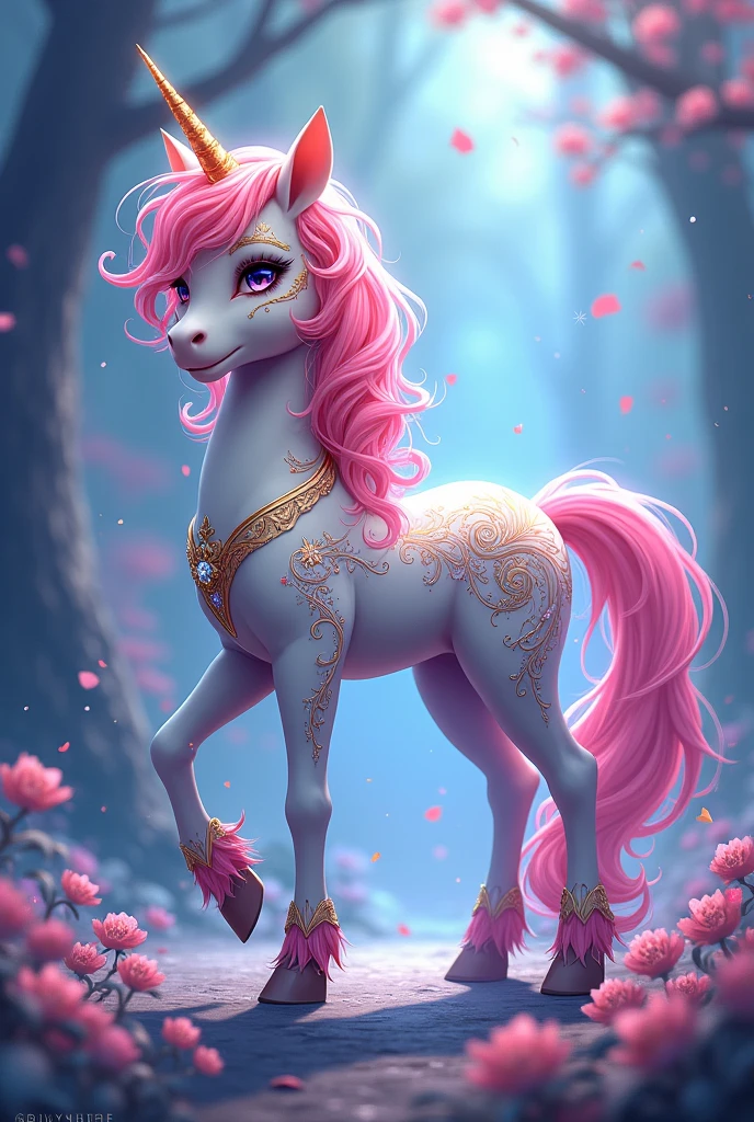 anime pony drawn with beautiful decorations 