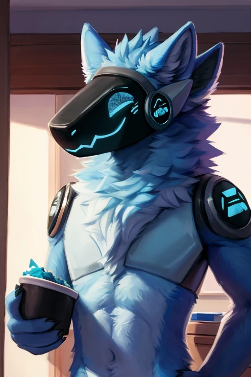 ((( standing up in a dormitory bedroom with a compartment on my chest open with a plate of food coming out of it as I pull it out , light blue fur protogen furry character wolf light blue anthropomorphic fur full body protogen An artwork,))), big chest wearing clothing , day, , sensual, detailed, uploaded to e621, beautiful and detailed portrait of an anthropomorphic , (((male))) uploaded to e621, zaush, foxovh, movie lighting, thicc, alone, movie cover, detailed, 8k res, hires, detailed eyes, good anatomy, good perspective, towards viewer, by bebebebebe, by sicklyhypnos, by gerkk, by orf, nice hands, perfect hands, happy, romantic, ray tracing lighting, rtx on