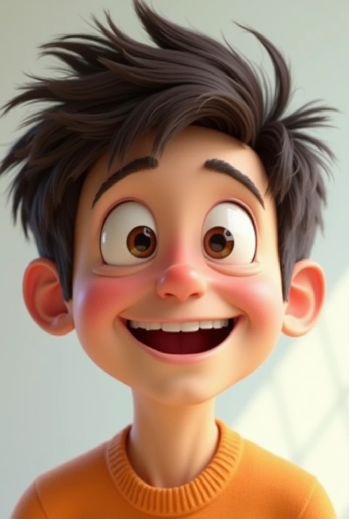 Pixar style image with 3D character cabelo cacheado, light skin, fleshy lips