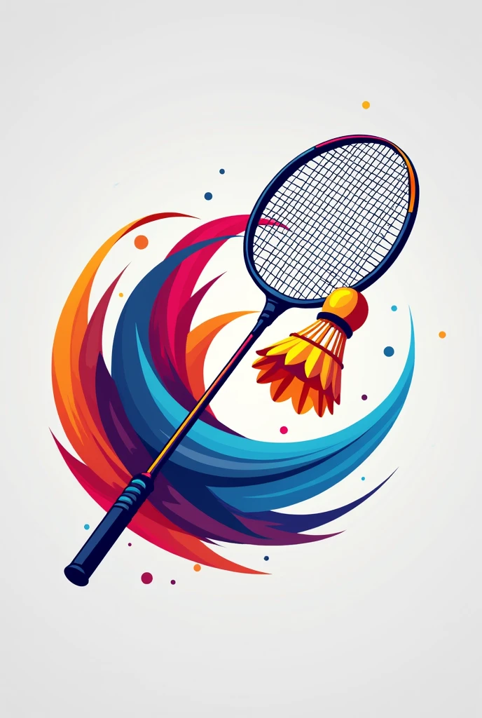 Multicolour Badminton racket and shuttlecock logo in sports theme