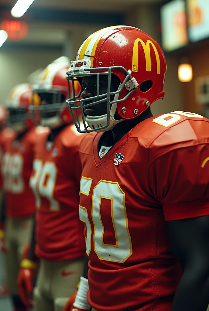  McDonalds football padded employees, helmets covers full face 

