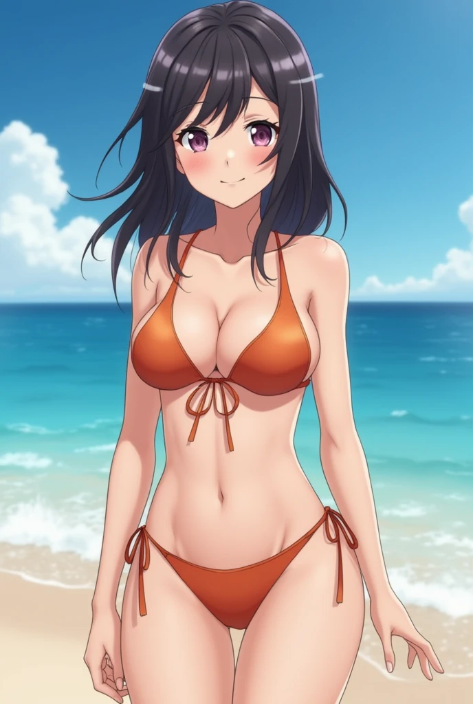 Anime girl skinny but has perfect big ass,and with small breasts naked,naked without bikini