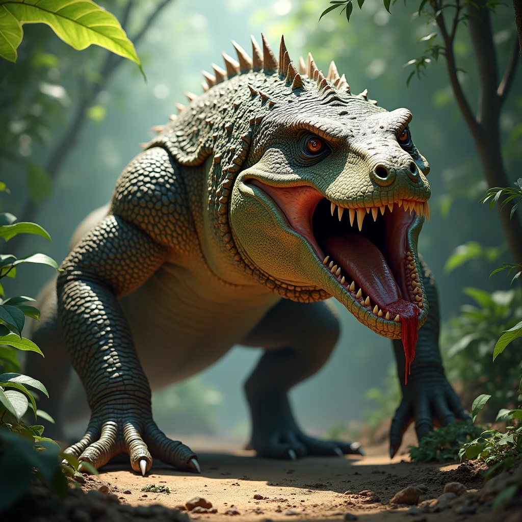 Komodo Dragon aggressively