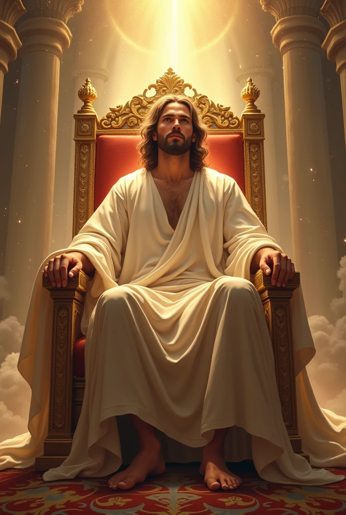 God. Jesus age 25 is sitting on the thrown with clean shave
