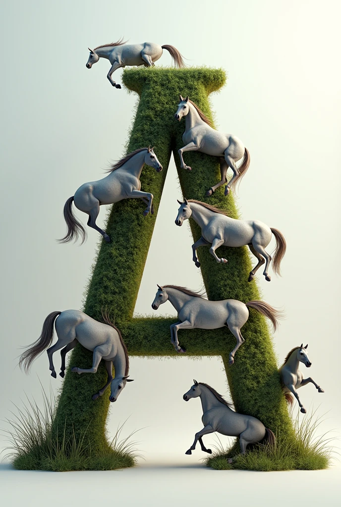 3d letter A with horses 