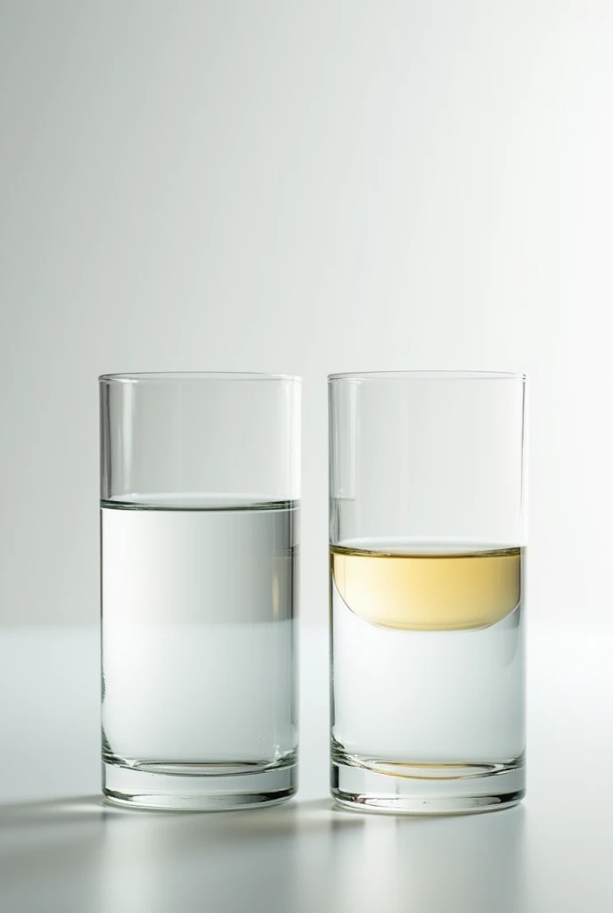 glass of water and glass of water with oil
