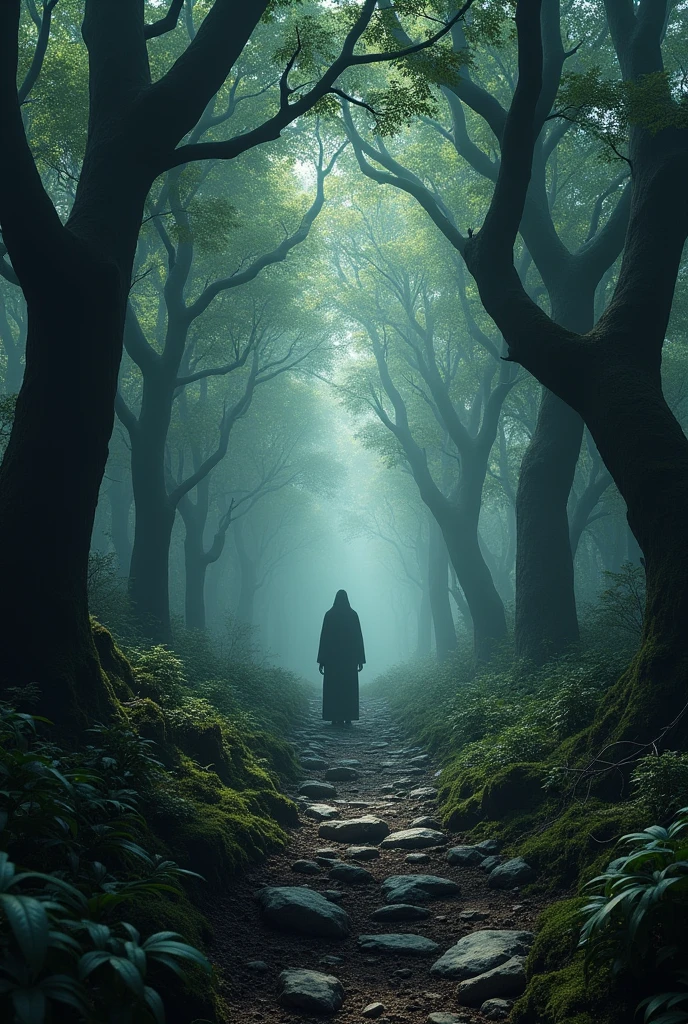 dark forest, realistic