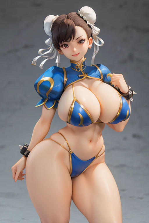 Figure, Chun Li, sexy pose, big breasts, curvy, smile, sexy bikini
