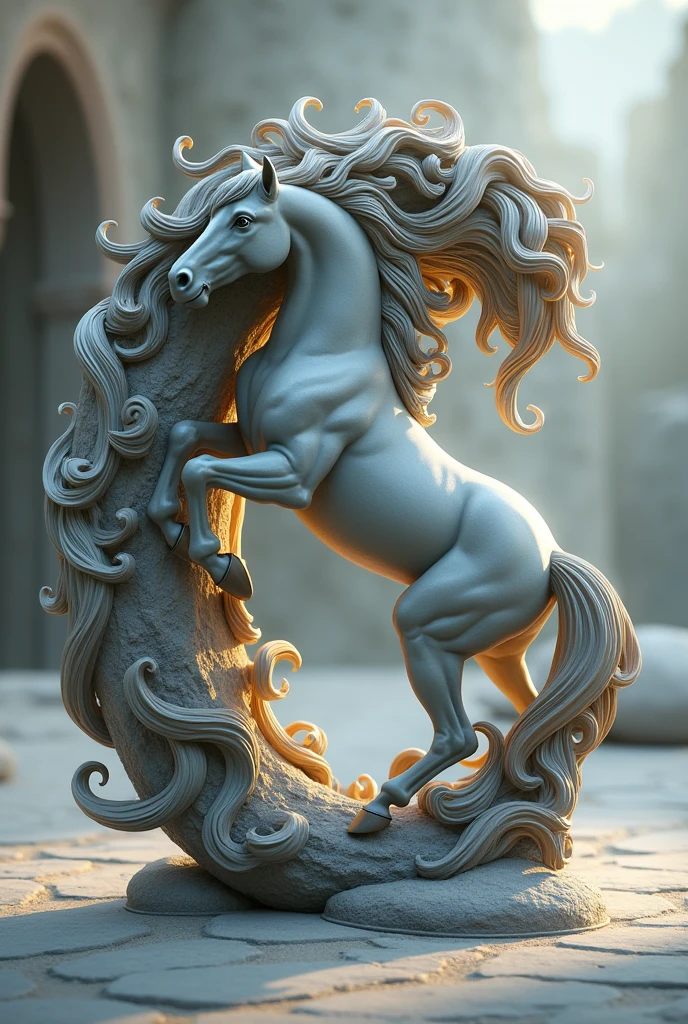 Letter C 3d with horses