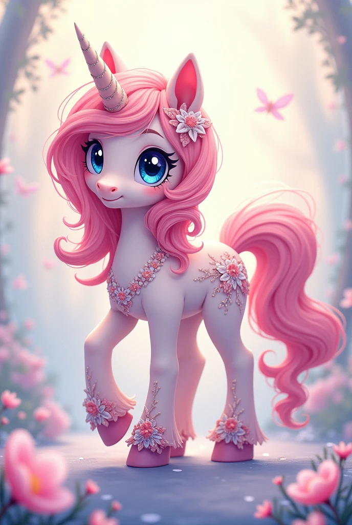 drawn anime pony drawn with beautiful decorations 