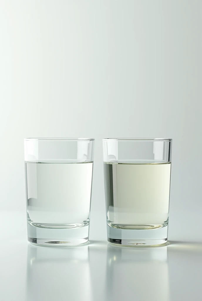 glass of water and glass of water with oil