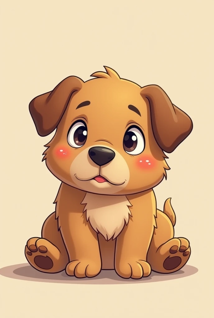 Cartoon of a brown dog with small ears and sad eyes 