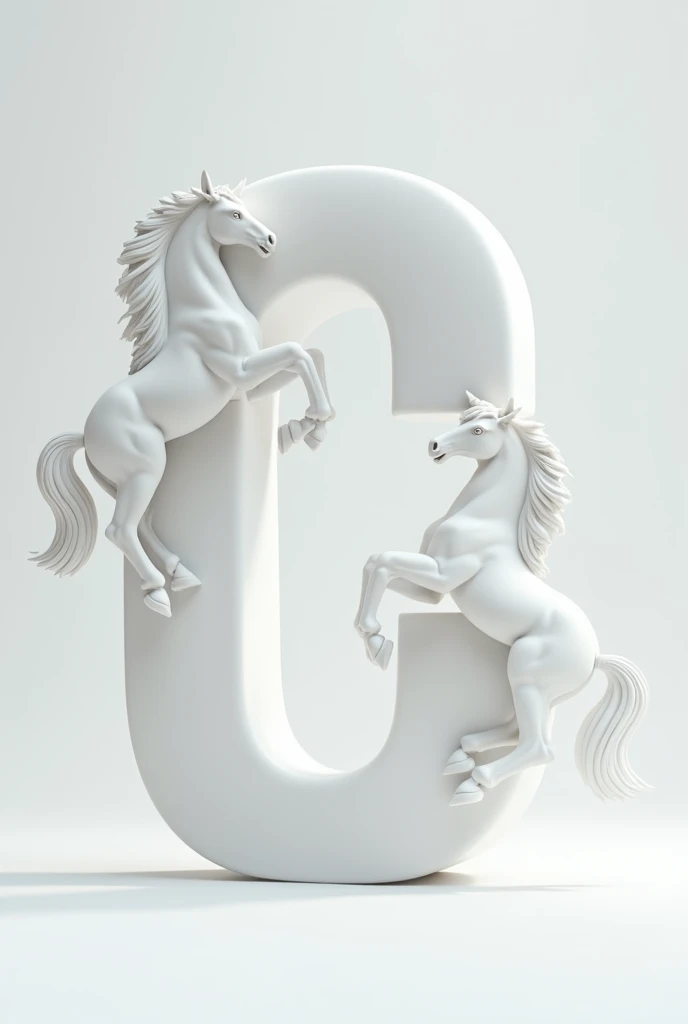 Letter C 3d in white with horses 