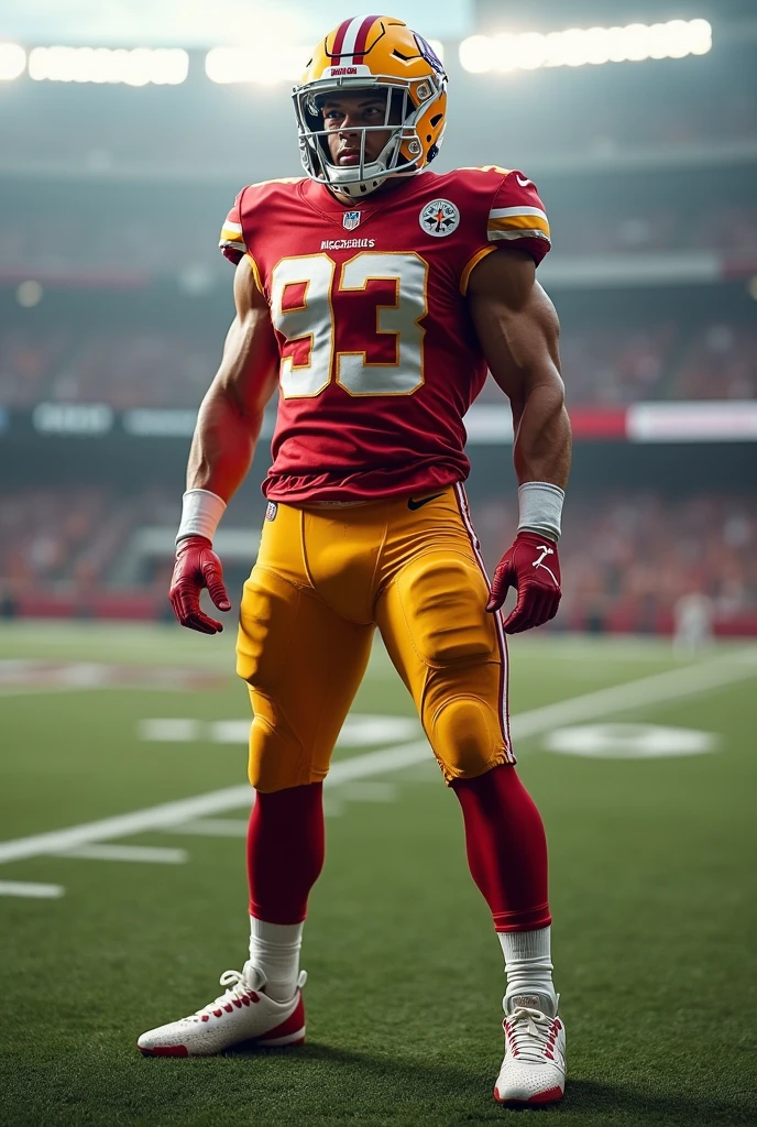 Christian McCaffery in a McDonalds inspired football uniform
