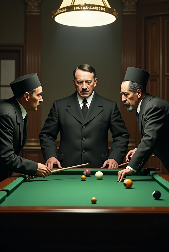 Hitler and 2 orthodox Jews play billiards 