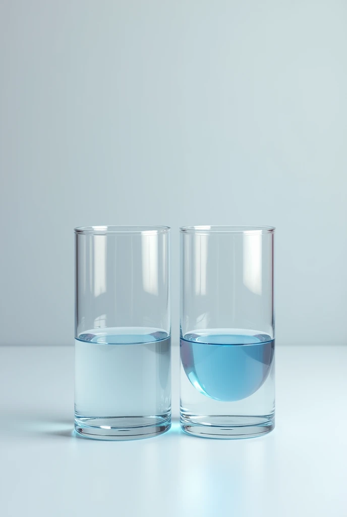 glass of water and glass of water with oil separated


