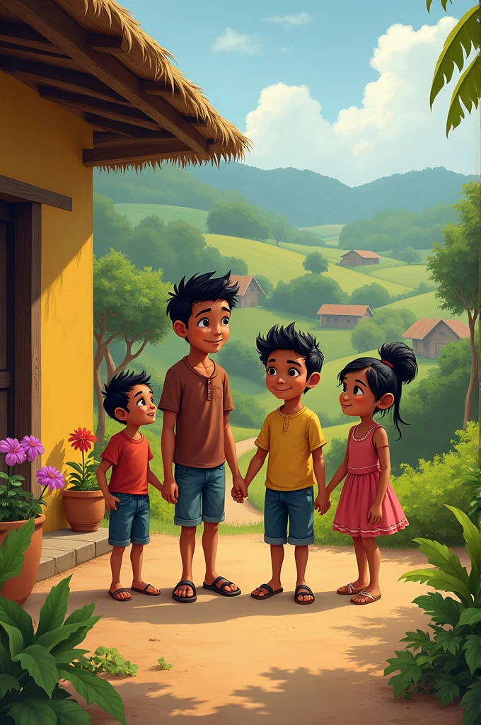 Raise a young Brazilian and his family in the village