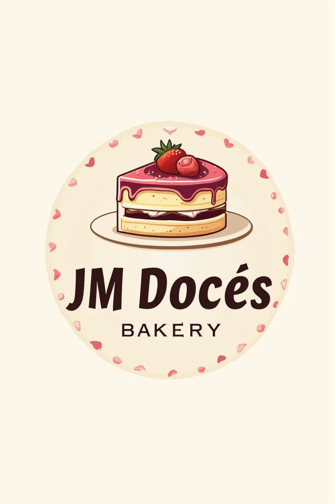 Make a cake logo with the name JM DOCES 
