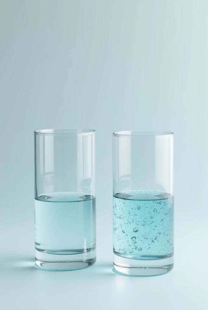 glass of water and glass of water with oil separated