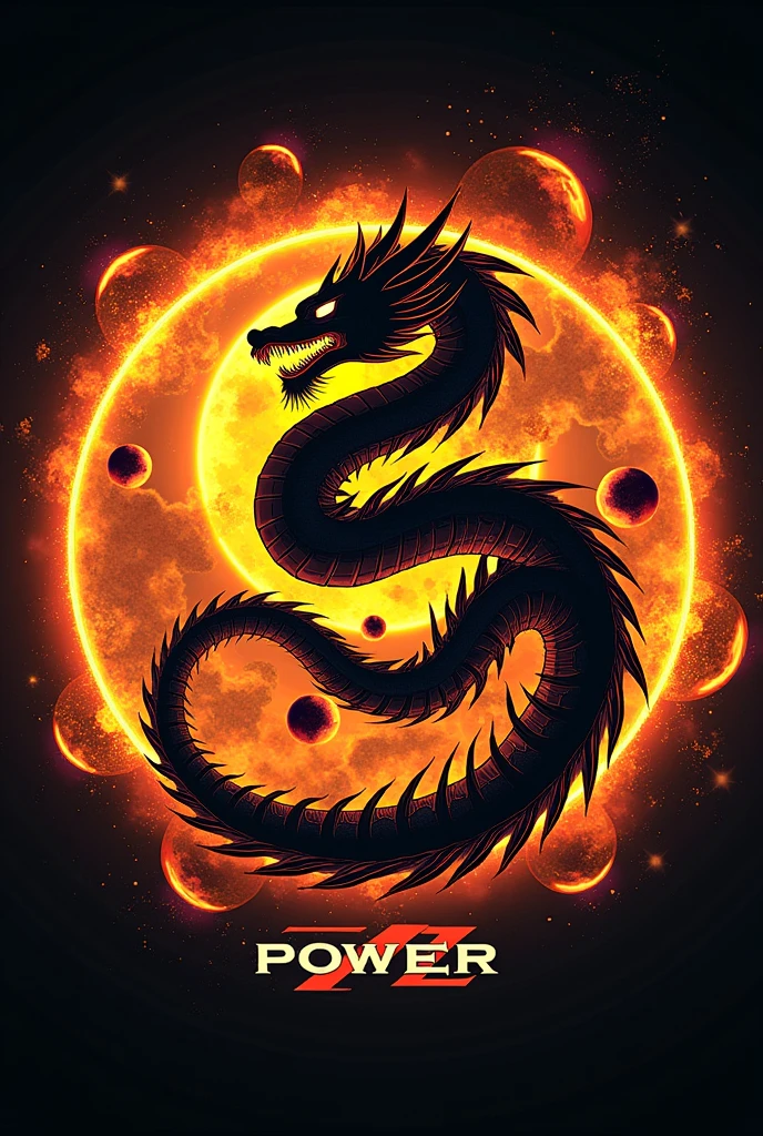 Dragon Ball Z Shenlong logo with the spheres and the flying cloud in orange and black that says Power Z