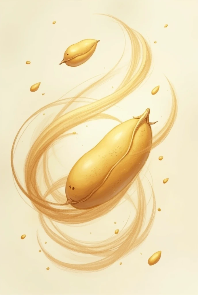   A butter bean being "hugged" by a whirlwind of air, symbolizing the drying process. in drawing and creative
