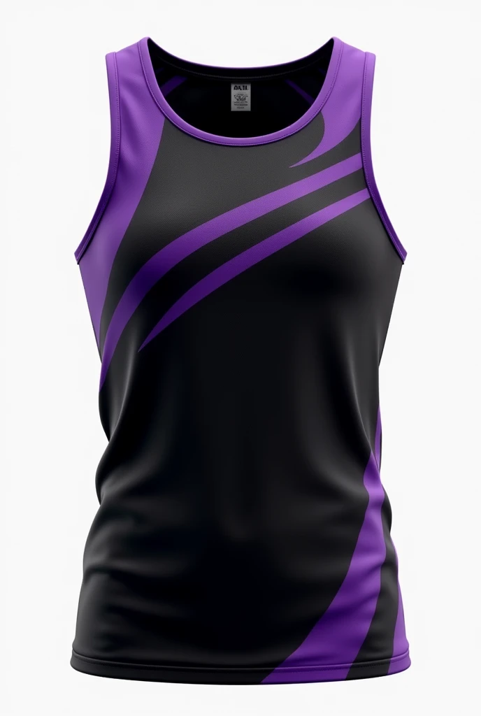 a minimalist black and purple volleyball tank top with eagle details  
