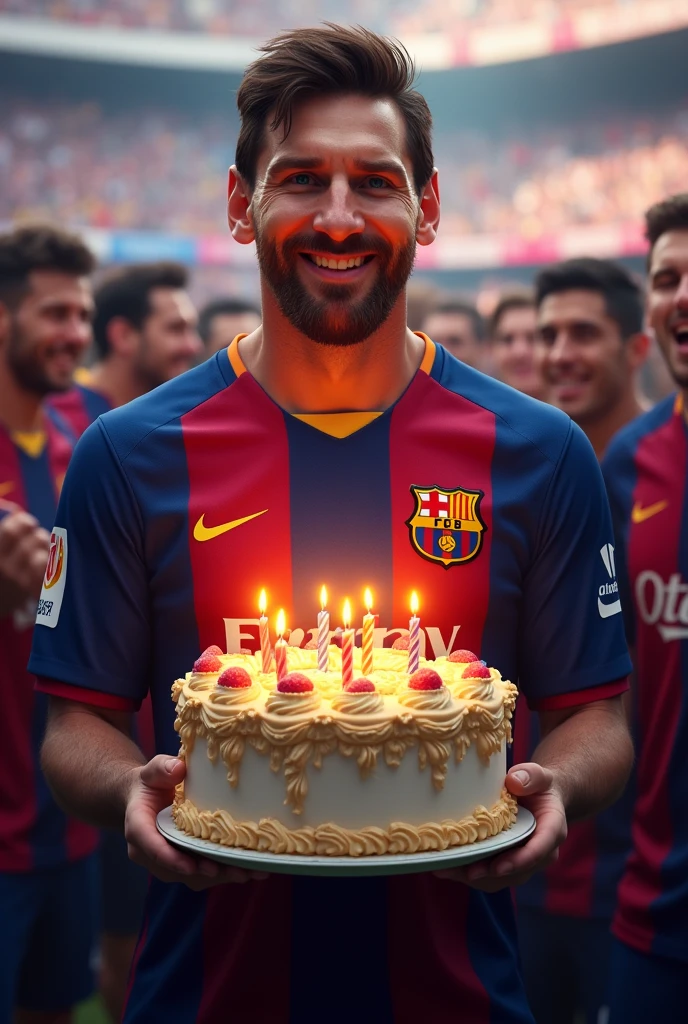 Messi with a birthday cake