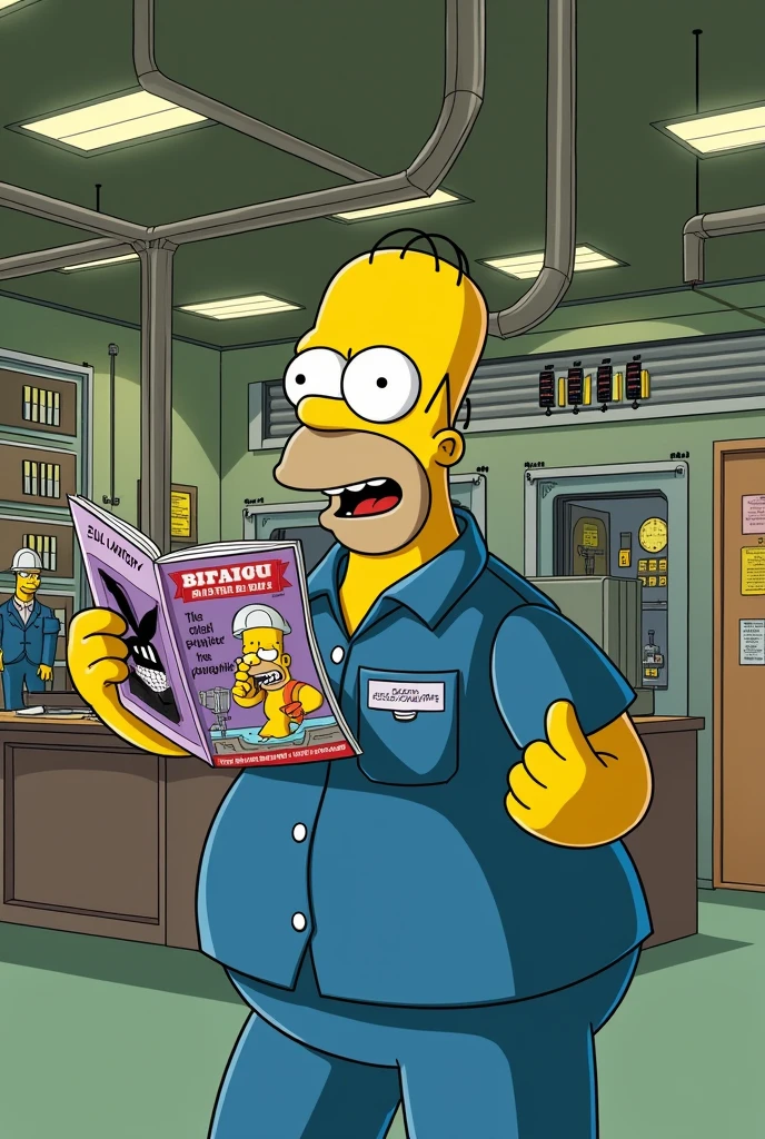 Homer Simpsons com uma playboy na Usina, detail(with the features of the series).