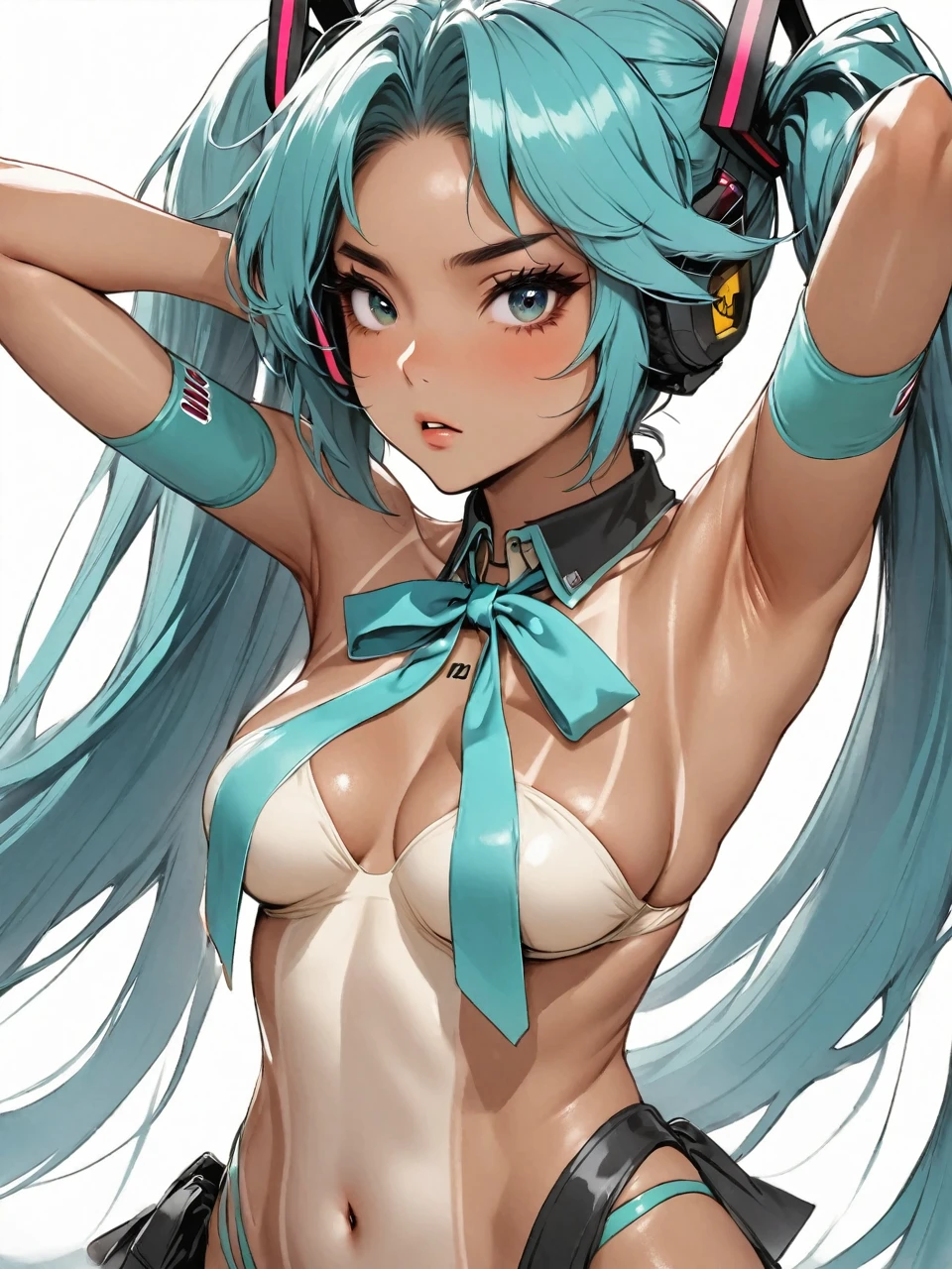 {{masterpiece}}, best quality, extremely detailed CG unity 8k wallpaper, cinematic lighting, lens flare, beautiful detail eyes, black, side glance, multicolor short blonde hair, colorful light, particles, heterochromia, (colorful:1.5), (colorful hair:1.5), Sexy white bikini,