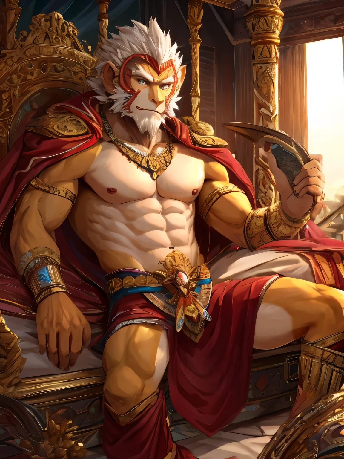 sun wukong the monkey king, smooth skin, extreme size difference in bedroom