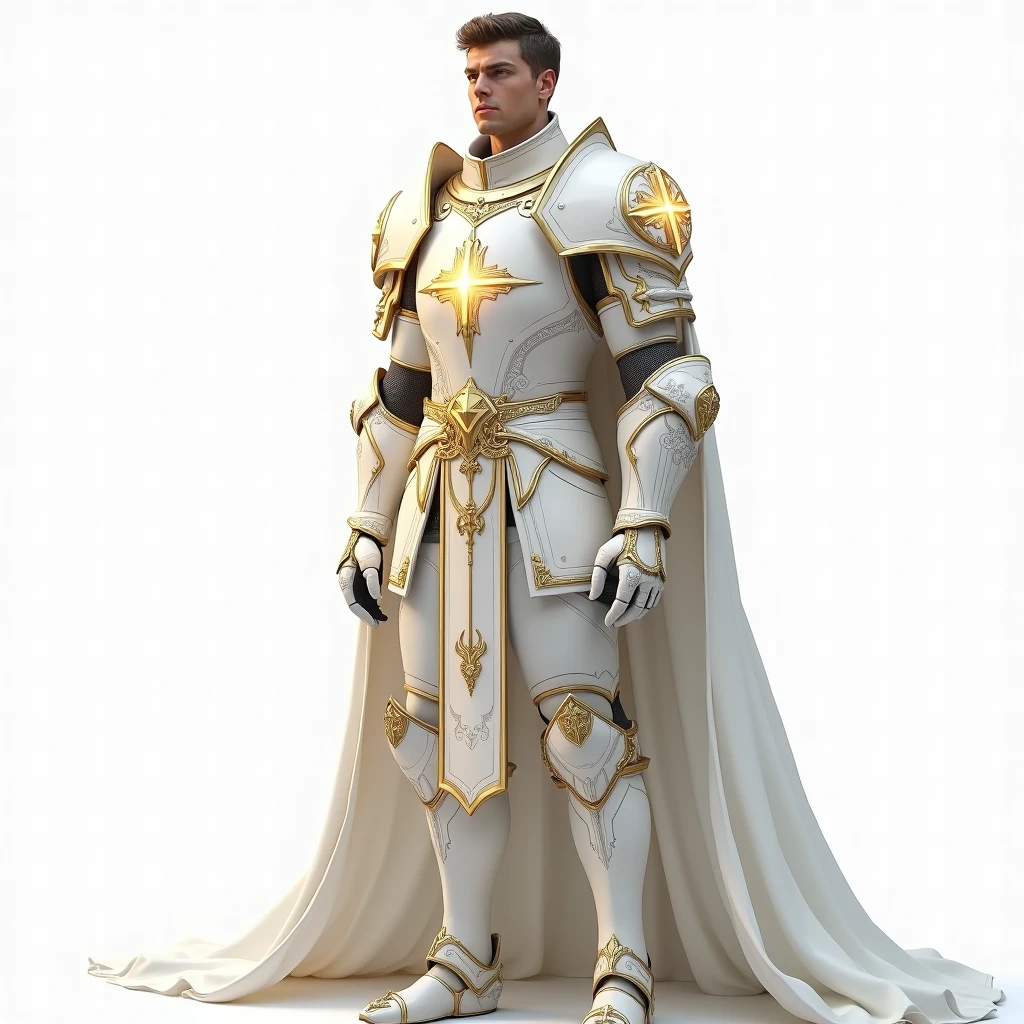 a paladin, white background, realistic