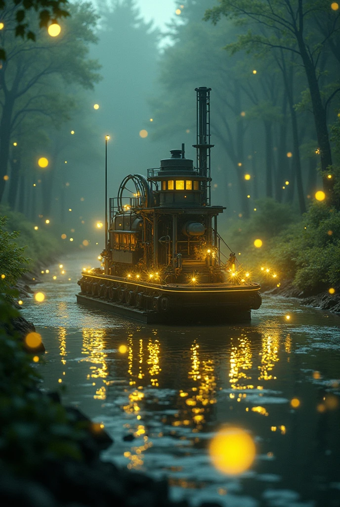 12 fireflies around a rotating dredge