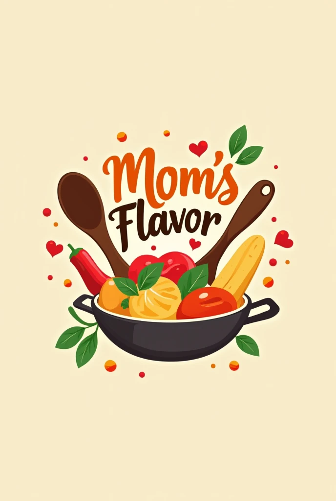 Create an attractive and visually appealing logo for an iFood store called "Mom&#39;s Flavor", specialized in home-cooked food lunch boxes. A logomarca deve capturar a essência de comida caseira e cozily.

detaileds:

Store name: Mom&#39;s Flavor
Tema: Comfort food, cozily, and tasty.
colors: Use warm and inviting colors, like shades of orange, yellow, red and green, que evocam a ideia de comida fresca and tasty.
fountain: Choose a font that is user-friendly and readable, with a homemade touch, such as handwritten or cursive fonts that convey the idea of a meal made with care.
Elementos visuais: Include elements that remind you of home cooking, like a pan, a wooden spoon, or a stylized lunch box. Also consider adding icons or illustrations that evoke the warmth and comfort of a home-cooked meal..
styled: The style should be welcoming and accessible, with a sense of authenticity and simplicity. Avoid excessive complexity and keep the logo clean and straightforward..
atmosphere: The logo must convey a sense of pleasure and comfort, making the customer feel welcome and attracted to the home-cooked food offered.